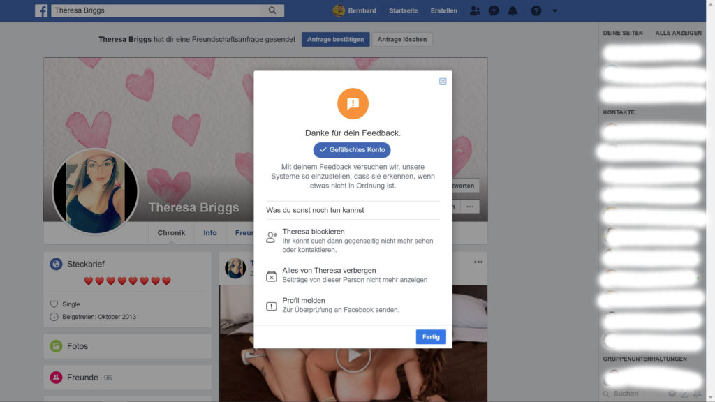 Facebook Fake Freundschaftsanfragen
